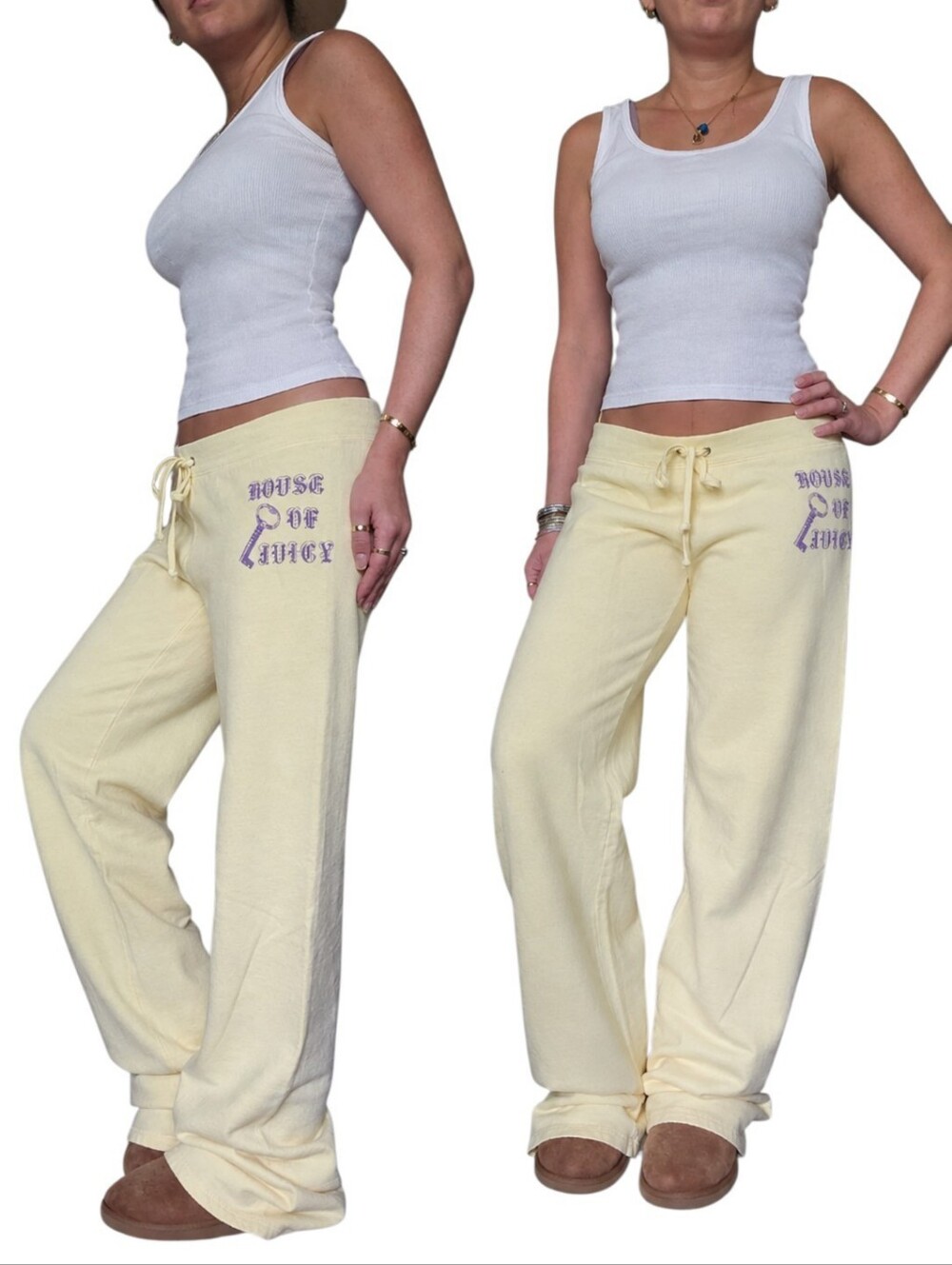 Vintage Y2K Juicy Couture House Of Juicy Light Yellow Sweatpants Cotton Medium M